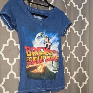 Back to the Future Womens form fit Blue short sleeve shirt top medium